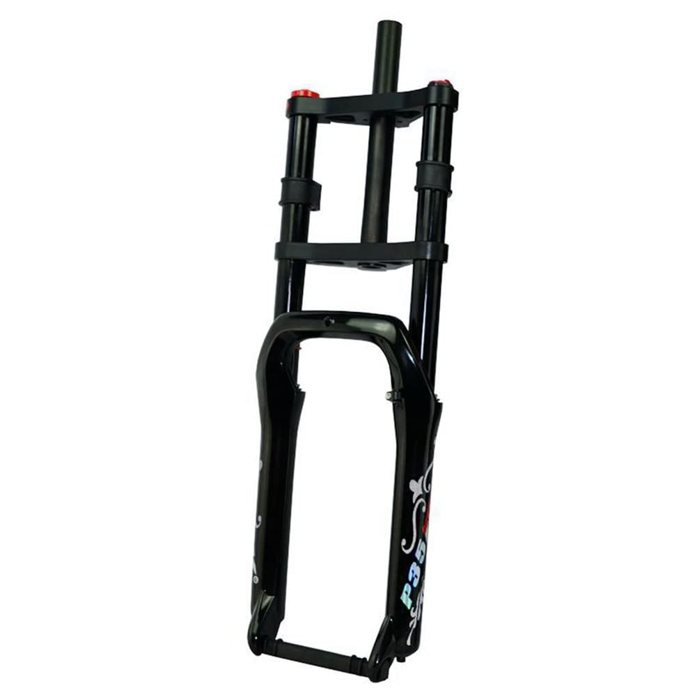 WIQUYBML 20"*4.0" Snow Suspension Forks Double Shoulder Fat Bike Fork Bicycle Air Forkes MTB Beach Front Travel 100mm 1-1/8" Disc Brake QR Magnesium + Aluminum Alloy 2120g