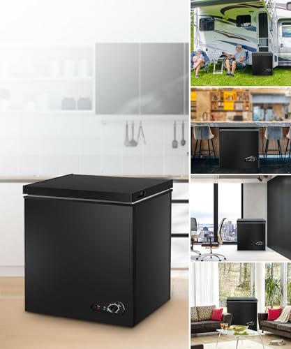 Small Deep Freezer 5.0 Cu.Ft Mini Chest Freezer with 2 Removable Baskets & 6 Level Adjustable Thermostat (Down to -18°F)& Front Defrost Water Drain, Mini Compact Freezer Suitable for Dorm/Home, Black - Thumbnail 7