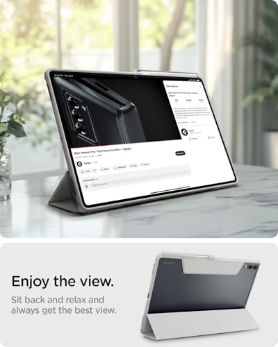Image of Spigen for Galaxy Tab S11 Ultra Case (2025), Ultra Hybrid Pro Protective Tri-Fold Cover with Transparent Back and S Pen Holder, 14.6 inch, Gray