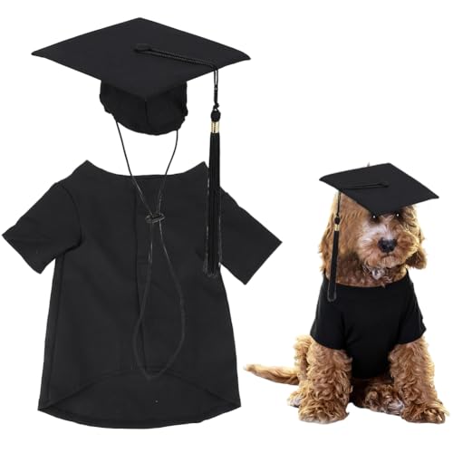 Disfraz graduación para perro con toga y gorro ajustable