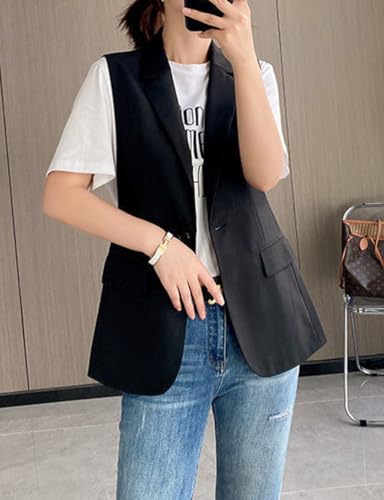 IDEALSANXUN Womens Vest Casual Lightweight One Button Sleeveless Blazer Jackets Vest Tops3