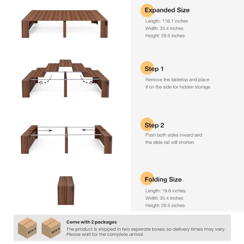 19.6"-118.1" Modern Extendable Dining Table with Built-in Outlet - image 2