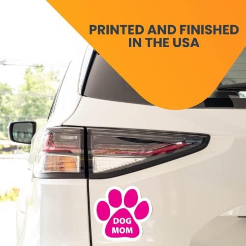 Image of Dog Mom Pink Pawprint Car Magnet 5 Inch, Dog Lover Gift