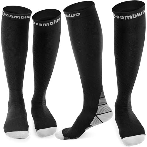 CAMBIVO 2 Paar Compressiekousen voor Dames en Heren 20-30mmHg, Klasse 2 Steunkousen, Lange Sokken voor Spataderen, Circulatie, Verpleegsters, Reizen, Vliegtuig, Rennen, Sport