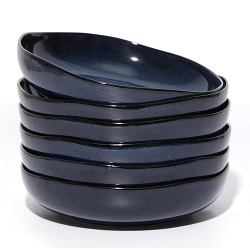 Image of Pokini 36Oz Large Stoneware Pasta Bowls Set of 6, 8.26 inch Deep Serving Bowls