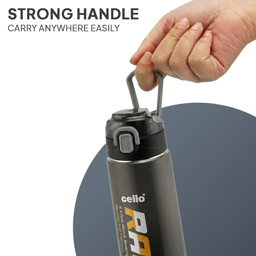 Image of CELLO Puro Steel-X Race Insulated Water Bottle for Daily Use 900 ml Black | Stylish Colorful Easy Press Open Leak Proof Inner Steel Insulated Water Bottle for School, College, Travel, Biking & Office