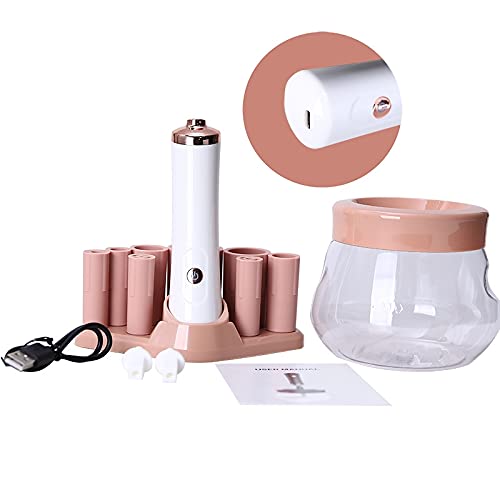 Rechargeable Makeup Brush Cleaner Dryer Machine, Portable Electric Makeup Brush Cleaning Tool Fast Automatic Brush Spinner 8 Rubber Collars 3 Adjustable Speeds Usb Charge(Type-C) #TOP28