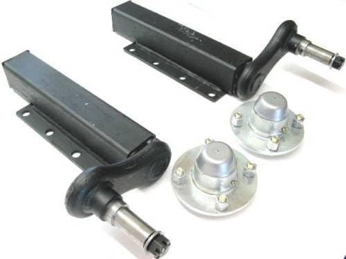 750kg unbraked trailer suspension units c/w unbraked hubs - 4 on 4" PCD - extended stubs
