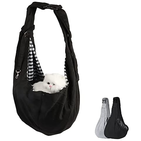 Hundetragetasche, Tragetuch Hund Haustier, Tragetuch für Haustiere mit verstellbarem Schultergurt für kleine mittelgroße Katzen und Hunde (Black) Cover