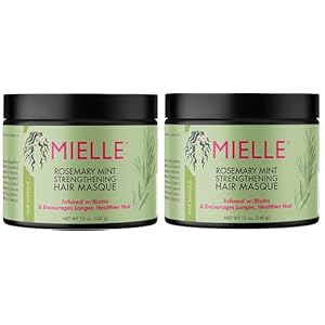 Mielle Rozemarijn Mint Versterking Haar Masker, Etherische Olie & Biotine Diepe Behandeling, Miracle Repair voor Droog, Beschadigd & Kroeshaar 12oz