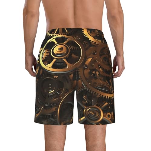 Cool Steampunk Gears Men's Swim Trunks Quick Dry Board Shorts with Pockets Casual Drawstring Beach Shorts3