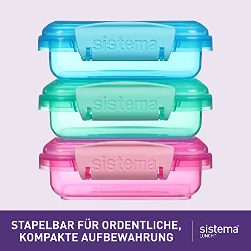 Sistema Lunch Frischhaltedose | 200 ml | kleine Snackboxen | BPA-freier Kunststoff | gemischte Farben | 3 Stück