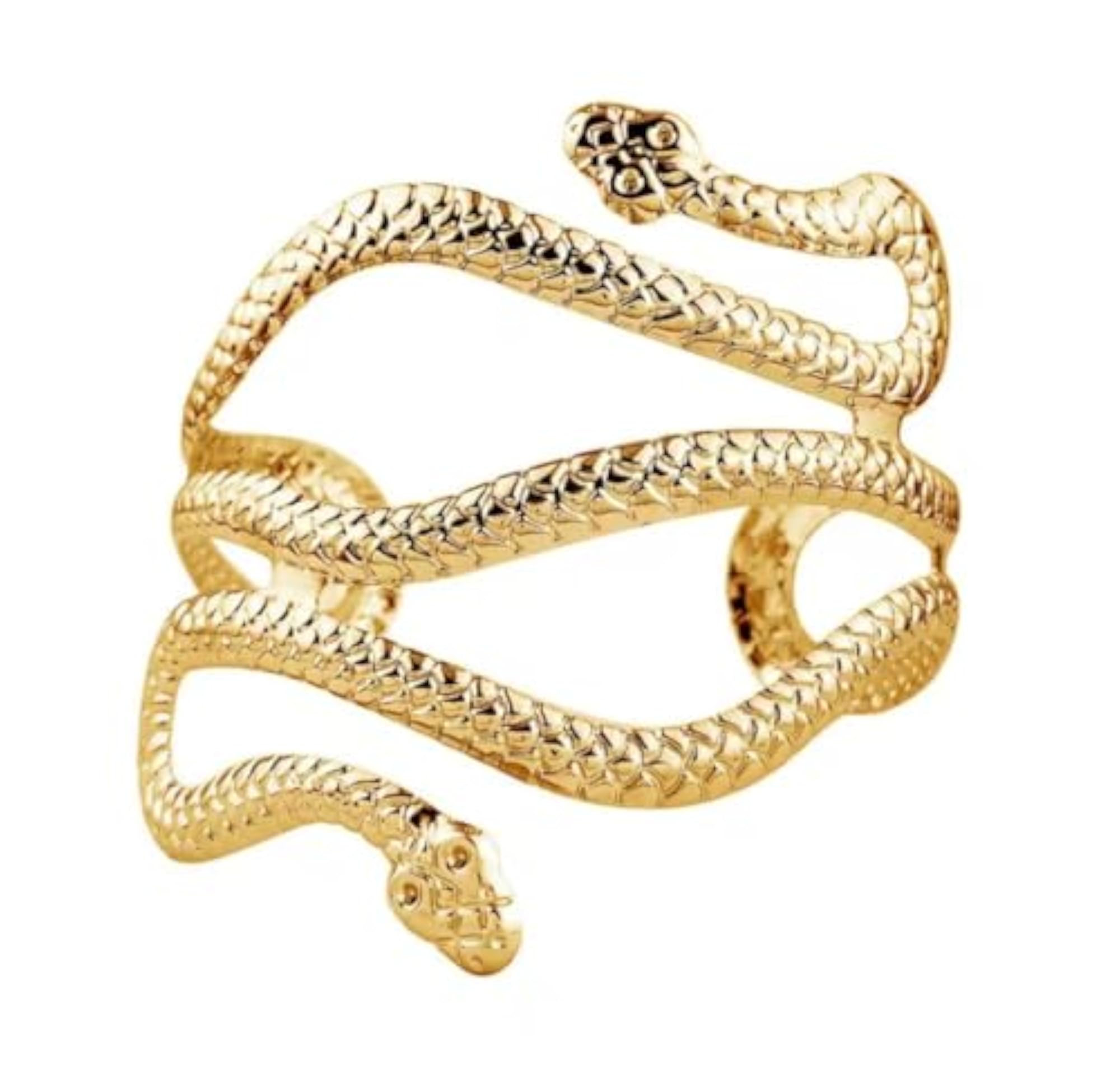 Gold Tone Double Snake Upper Arm Cuff for Women