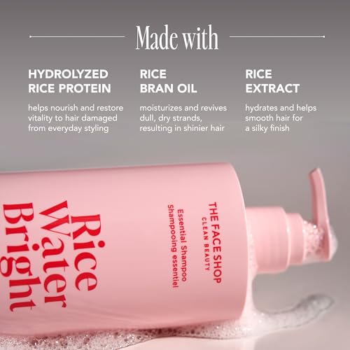THE FACE SHOP Rice Water Bright Essential Shampoo, Rice Protein Shampoo with Rice Extract, Anti-Hair Loss, Korean Shampoo for Silky and Healthy Hair, Sulfate Free - Image 7