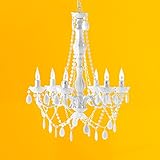 6-armig, -flammig ROOMPRODUCTS - ARTE 6 WEISS diverse Farben Varianten ARMIG königlicher KRONLEUCHTER Deckenleuchte Ø 55 cm Höhe 68 cm mit geschliffenen Arcyl Prismen, täuschend echt wie Glas, traumhaft romantisch