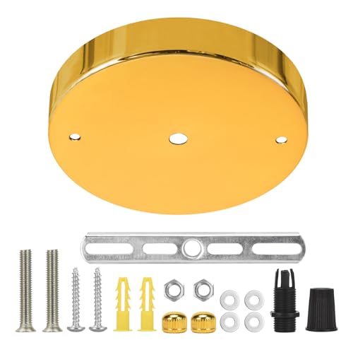 Image of Sangle Sopffy Pendant Light Canopy Kit, 5 1 /8 Inches Ceiling Lighting Canopy Kit with All Mounting Hardware Modern Chandelier Ceiling Plate Cover for Pendant Lighting Fixtures (Copper Gold, 5.8 inch)