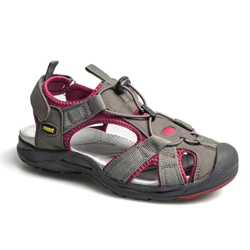 riemot Sandalias Deportivas Mujer Sandalias Trekking Al Aire Libre Verano Senderismo Zapato para Montaña Camping Playa Rojo Vino EU41