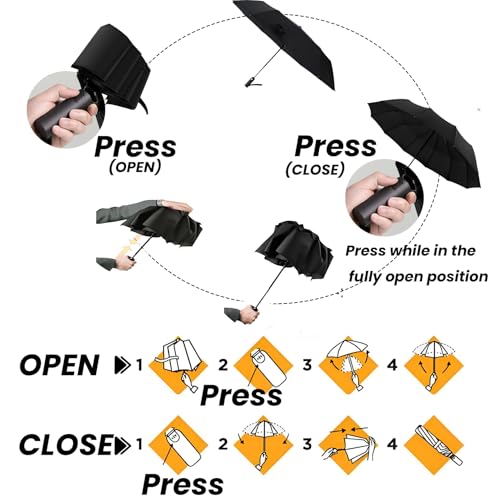 MRTLLOA 42/49 Inch Compact Windproof Travel Umbrella for Rain, Lightweight, Portable, Automatic, Strong, Waterproof Folding Umbrellas for Women, Men and Teenagers4