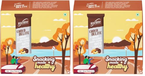 Image of RiteBite Choco Delite Energy Snack Bar with Oats, Almonds & Dark Chocolate 480g - Pack of 24