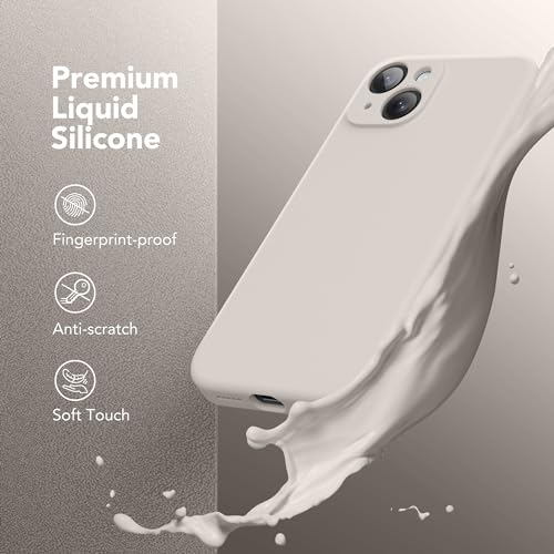 Image of Magnetic for iPhone 14 Case, Compatible with MagSafe, [Full Camera Protection][Screen Protector] Silicone Shockproof Protective Phone Case for iPhone 14 6.1 inch, Stone