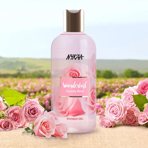 Image of Wanderlust Country Rose Shower Gel, 300 ml| Nourishes & Hydrates| Gentle Cleanser| Floral Fragrance of Country Rose |Enriched With Aloe Vera| Paraben-Free, Vegan Formula| Suitable for All Skin Types | Nourishes & Hydrates, Gentle Cleanser, Floral Fragrance of Country Rose, Enriched With Aloe Vera, Paraben-Free, Vegan Formula