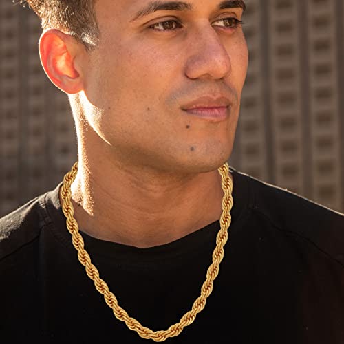 LIFETIME JEWELRY 10mm Rope Chain Necklace 24k Real Gold Plated for Women and Men2