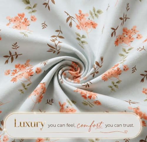 Image of BSB HOME 240 Tc Premium Single Bed Bedsheet, Soft Comfortable Bed Sheet with 2.5 Inches Frill Border, Stylish Printed Bedding for Bedroom, Elegant Bedsheet, 60 x 90 Inches - Seafoam