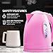 OVENTE Electric Kettle, 1.7L Fast Boiling Water Heater for Coffee or Tea, BPA Free with Water Level Gauge, Auto Shut-Off, Boil-Dry Protection, Indicator Light and Removable Filter, Pink KP72P