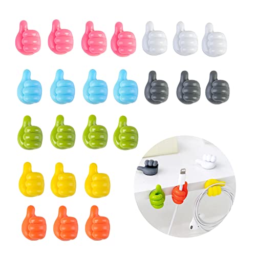 Zueyen 24 Stück Daumenhaken, Kabelhalter, Wandhaken zum Aufhängen, selbstklebende Haken, Kabel Organizer, Clips für Zuhause, Büro, Schreibtisch, Schreibtisch, Schreibtisch, Schlüssel Aufbewahrung Cover