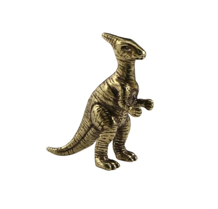 Frabakas Dinosaur Parasaurolophus Antique Copper Brass Tabletops Figurines Statues Miniatures Paperweight Collectibles Home Decor Gifts Art Crafts 2.5cm x 3.9cm