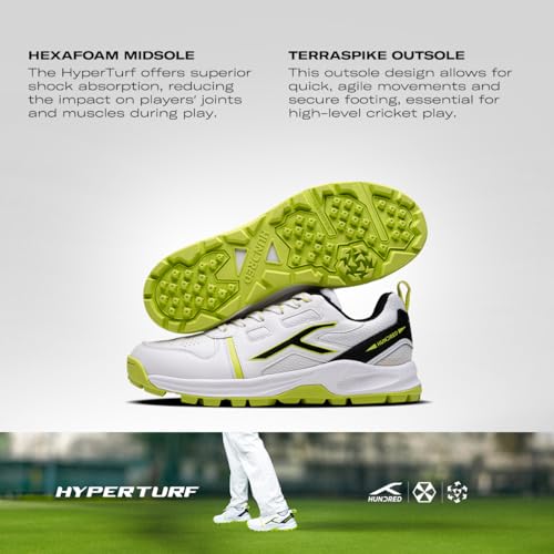 Image of Hundred HyperTurf Cricket Shoes | TerraSpike Rubber Studs Men | Embedded Support Plate for Stability | Lightweight & Durable | Ideal for Turf, Ground & Hard Surfaces