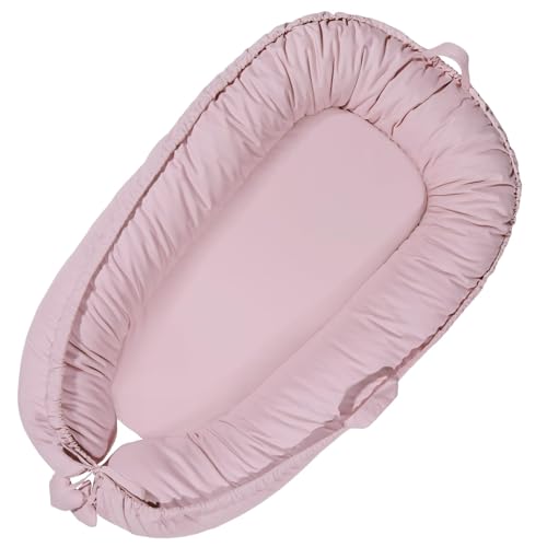 TARJODGY Baby Lounger - Baby Lounger for Newborn 0-24 Months, Soft Breathable Cotton Infant Lounger Cover, Portable Baby Nest for Travel, Newborn Essentials for Baby Girl