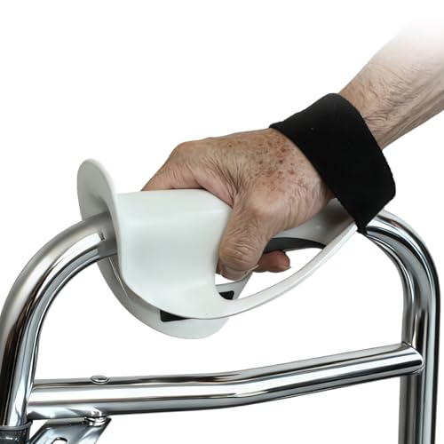 Right Hand Walker Splint with Two Securing Straps, Comfortable Walker Hand Grip, Hand Brace Splint for Seniors, Stroke Recovery, Parkinson's, Dementia, Arthritis, Hand Tremors, and Limited Grip Strength