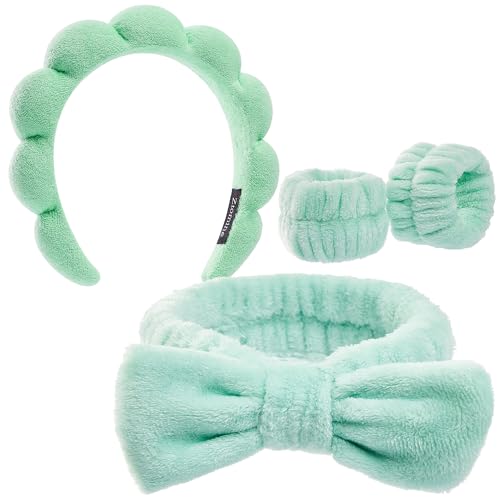 Ztomine Headbands for Women - Spa Headband and Wristband Set - Headband for Washing Face,Facial Mask,Makeup and Skin Care, and Teen Girl Gifts Trendy Stuff
