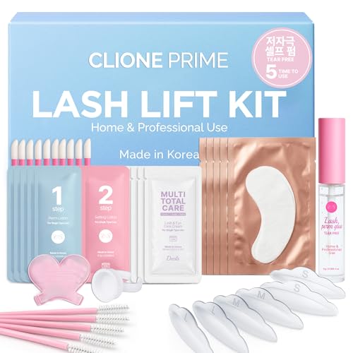 Korean Lash Lift Kit - 5 Sets At Home Eyelash Perm Kit with Upgraded Glue, Eyelash Lift, DIY Lash Perm Easy for Beginner & Professional, Semi Permanent Perming Wave Suitable For Salon & Home