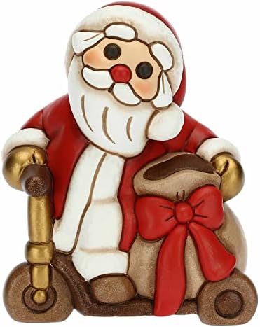THUN – Natale 2022 – Soprammobile Babbo Natale su Monopattino in Ceramica Decorata a Mano – Idea Regalo Natale 2022-8x6x10.5 cm h