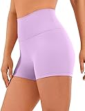 CRZ YOGA Women's Naked Feeling Biker Shorts - 3 Inches High Waisted Yoga Workout Running Spandex Lilac Medium