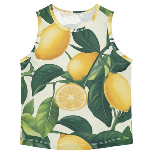 susiyo Lemon Fruits Green Leaves Boys Sleeveless Tank Top Girls Athletic T Shirt