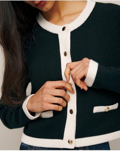 Women's Cropped Cardigan Sweaters Color Blocked Open Front Lightweight Button Down Knit Lady Jackets2