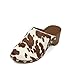 KISSASA Studded Clogs for Women Platform Low Chunky Heels Mules Slip on Closed Round Toe Cow Print Clogs Mules Dress Fall Size 10