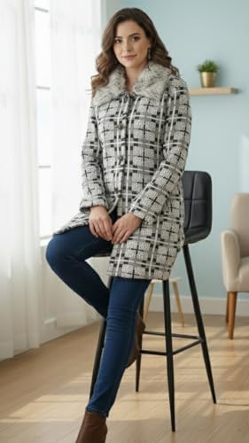 Image of Aarika Womens Winter Wear Grey Colour Abstract Woolen Cardigan
