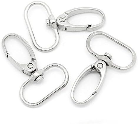 HI-BOOM Pack of 20 Metal 1 Inches Silvery Curved Lobster Clasps Swivel Trigger Clips Snap - Image 2
