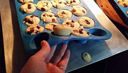 Kpkitchen Silicone Mini Muffin Pan - Mini Cupcake Pan 24 Cup - Free Mini Muffin Paper Cups - Mini Muffin Pans Nonstick 24-100% Silicon Mini Muffin Tin - Baking Rubber Tray & Fat Bomb Molds Silicone #TOP6