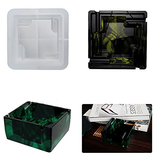 1 Pcs Large Heavy Ashtray Resin Mold Storage Box Silicone Molds Epoxy Resin Square Shaped Ashtray