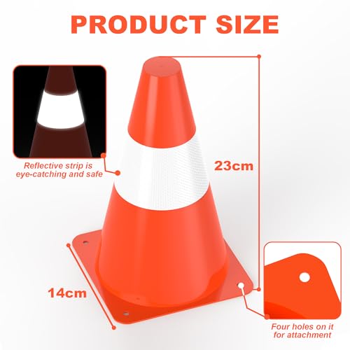Pylonen 23cm, 12 Stück Stapelbare Warnkegel, Verkehrshütchen Markierungskegel für Outdoor Aktivitäten und Festliche Veranstaltungen, Pylonen Kinder für Fußball, Sport & Hundetraining