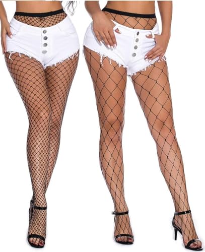 Fishnet Stockings High Waisted Tights Pantyhose for Women 2Pcs