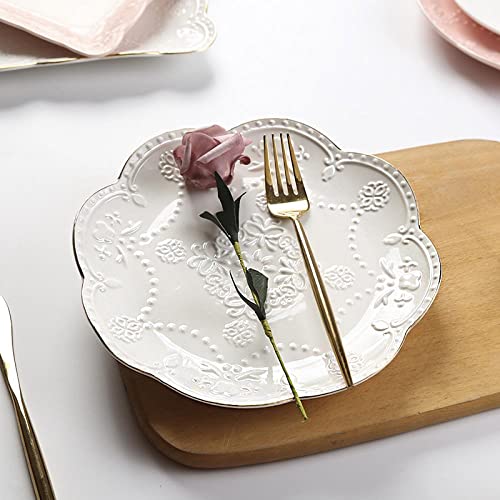 Gaolinci European Palace Series Lace Embossed Ceramic Dinner Plate thumb #2