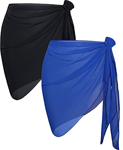 Image of CHICGAL 2 Pieces Women Beach Sarong Bathing Suit Wrap Skirt Sheer Bikini Swimsuit Cover Ups for Swimwear