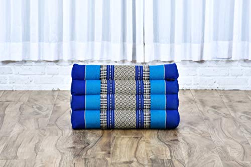 Image of Leewadee Triangle Cushion - Comfortable Backrest for TV or Reading, Incline Pillow for Relaxing Made of Kapok, 20 x 13 x 13 inches, Blue