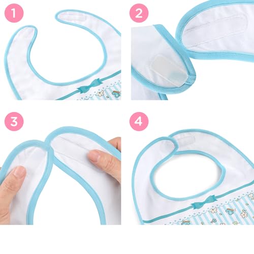 Littleforbig Cotton Waterproof Babydoll Printed Pink Floral Adult Bib with Adjustable Hook-and-Loop Fastener Closure2